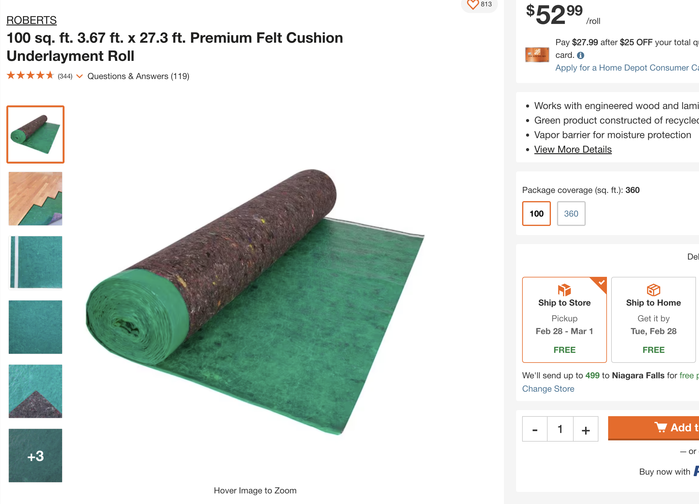 Premium Felt Cushion underlayments for DIY putting green.