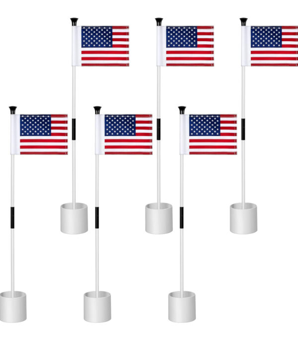 6 USA Flags/flagstick/cups for indoor putting greens/golf simulators